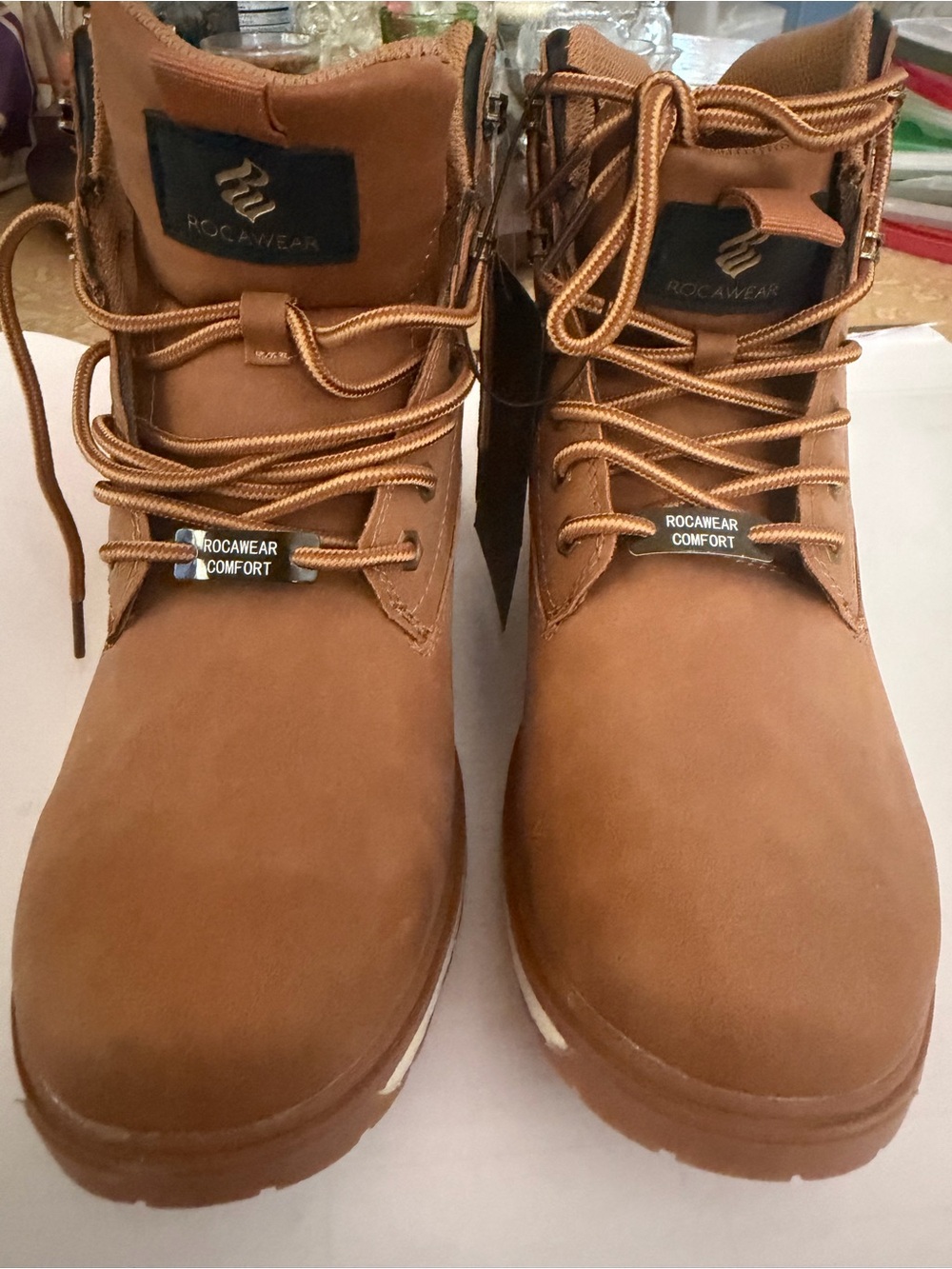Rocawear Men's Chestnut Brown Lace-Up Work Boots
